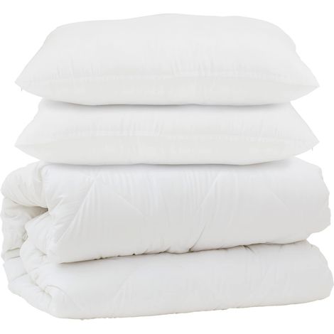 Couette avec oreiller 3 pcs Blanc Microfibre (1/5)