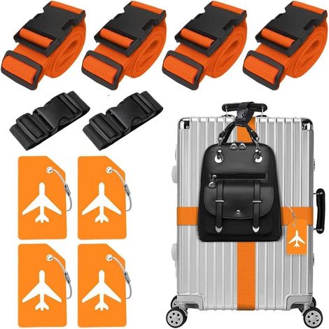 Gepäckgurte & Kofferanhänger Set, 10-teilig, Orange (1/5)