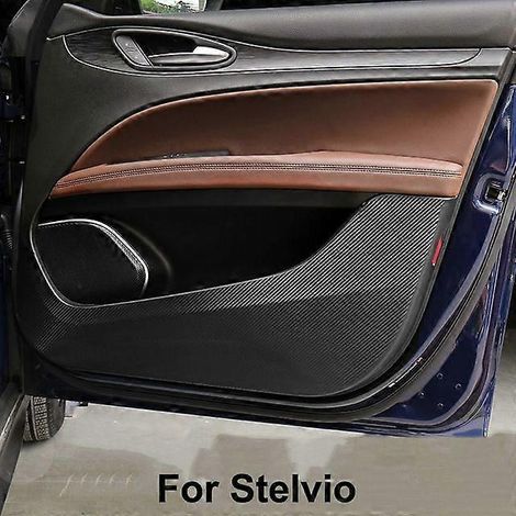 Tapis de protection anti-gravillons et anti-salissures QHCP en fibre de carbone pour portières de voiture, compatible avec Alfa Romeo Giulia Stelvio. Accessoire intérieur. Couleur : pour Stelvio. (1/4)