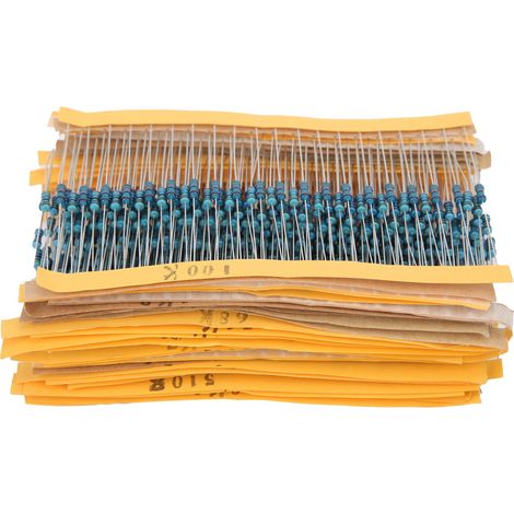 Kit résistance film métallique 600 pièces 1/4W, assortiment sécurité protection pour équipement électronique (1/5)