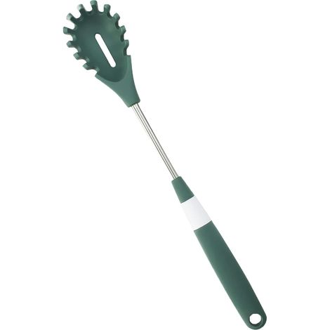 Cuillère-Fourchette À Pâtes - 38 Cm - Noyau Acier Inoxydable 304 - Enveloppe Silicone Alimentaire - Anti-Brûlure Antidérapant - 1 Pièce (1/5)