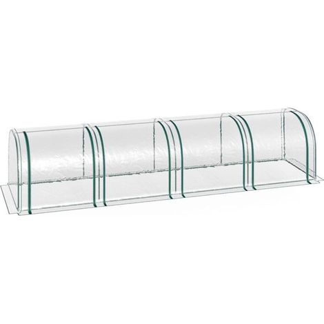 SERRA A TUNNEL IN ACCIAIO E PVC ANTI UV CON 4 PORTE A CERNIER 395X100X80 CM (1/5)