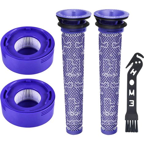 Filtre de Rechange pour Aspirateur Dyson V7 V8 Séries, 2 pièces Lavables Pré-Moteur Filtre, 2 pièces Lavables HEPA Post-Moteur Filtre et 1pièce Outil de Nettoyage (1/5)