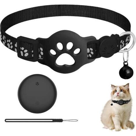 Collier de Suivi GPS en Temps réel pour Chat, Collier pour Chat Anti-étranglement, Compatible avec Les appareils Apple et Android (Noir)