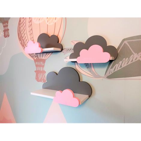 Cloud Shelves Set mit 3 Moli Galaxy - Grau und Rosa (1/5)
