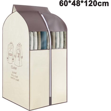 Housse à vêtements suspendue, organisateur de rangement, protection anti-poussière - Beige 60 x 48 x 120 cm (1/5)