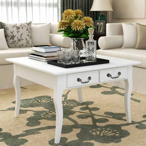 Table basse Table d'appoint pour Salon Chambre - avec 4 tiroirs Blanc BV822864 - BonneVie (1/5)