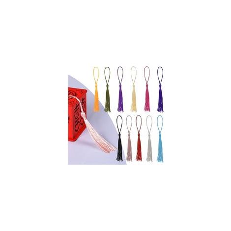 Set mit 330 handgefertigten Mini-Seidenquasten – 11 Farben – Zur Schmuckherstellung, Souvenir-Lesezeichen – Mit Schlaufe – Heimdekoration (330) (1/5)