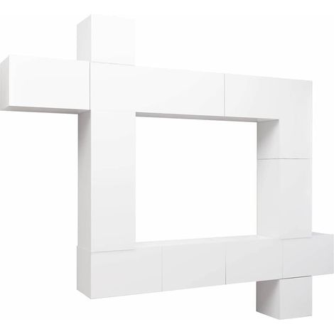 Maison Exclusive - Set Mobili Porta TV 9 pz Bianco in Legno Multistrato (1/5)
