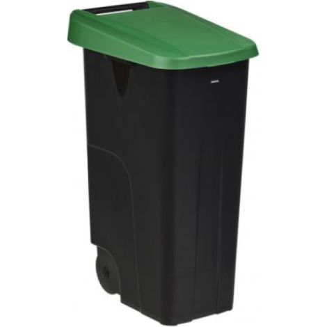 Poubelle de tri mobile Movatri - 110l - noir / vert (1/3)
