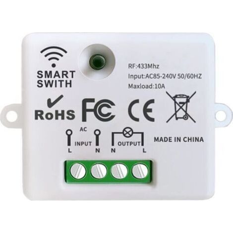 Interrupteur d'éclairage sans fil, facile à installer, adapté à une puissance d'éclairage jusqu'à 1500 W, contrôleur de réception relais 10 A. (1/5)