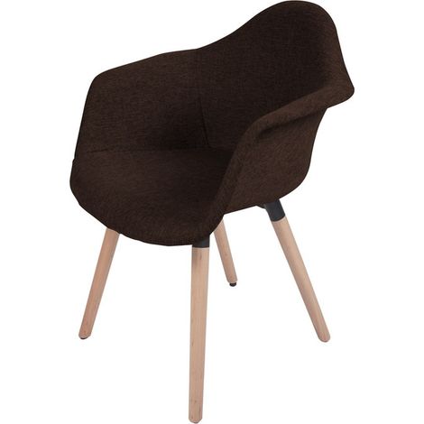 Set di 2 Poltroncine Winston in Tessuto Marrone e Legno (1/3)