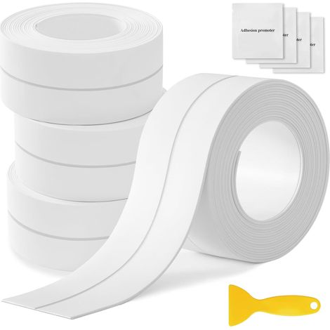 4 Rouleaux Joint Salle de Bain, Ruban Adhésif Blanc/Gris (1/5)