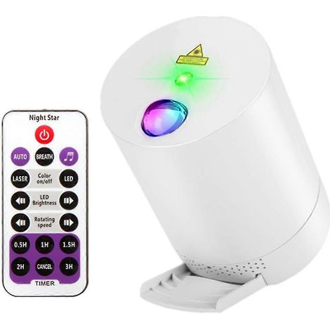 Projecteur de ciel étoilé, lampe galaxie à vagues océaniques avec télécommande, projecteur de ciel étoilé, lampe de projection LED ciel étoilé, blanc (1/5)