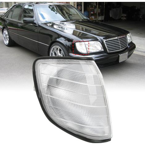 Phares avant, clignotants avant (sans ampoules), compatibles avec Mercedes-Benz W140 S320 (1995-1999) (blanc). Côté droit : 1408260643 (1/5)