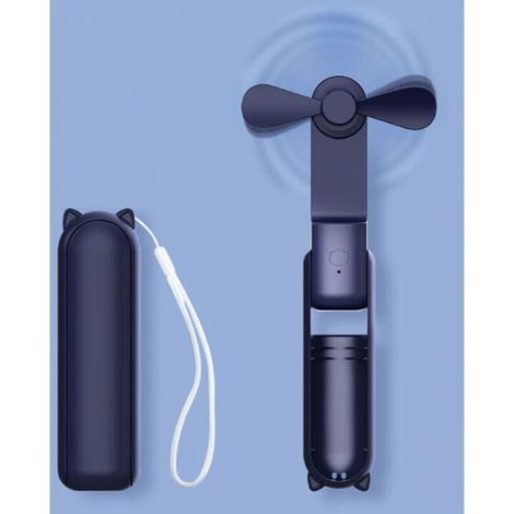 Ventilateur de Poche, Mini Ventilateur à Main Portable, à Piles Rechargeables par USB [14-21 heures], Ventilateur Personnel Pliable et Silencieux Avec Batterie Externe, Lampe de Poche - Bleu (1/4)