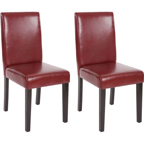 [NON UTILIZZATO] Set 2x sedie Littau ecopelle opaca soggiorno cucina sala da pranzo 56x43x90cm rosso piedi scuri