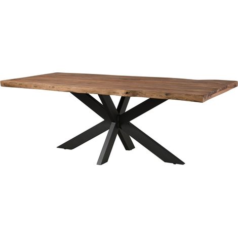 Baumtisch Sheesham 240x100x77 grau gebeizt / Kreuzgestell anthrazit matt FREEFORM 5