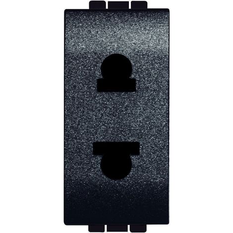 Prise standard euro US 2P+T Livinglight 127/250 V Anthracite 1 module BTICINO L4125 (1/2)