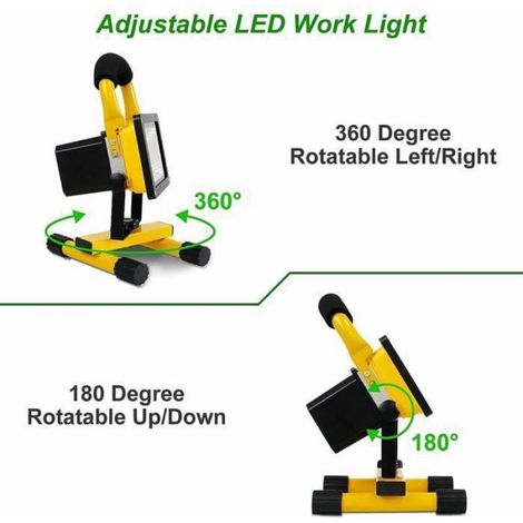 Projecteur LED rechargeable 30W 2500LM, 6000mAh, sans fil, chantier USB (1/5)