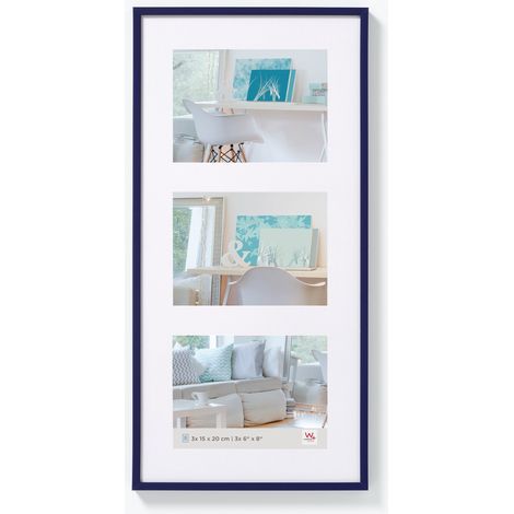 Cadre Photo Bleu 15x20 cm galerie avec Passe-Partout, Cadre Plastique KV320L (1/5)