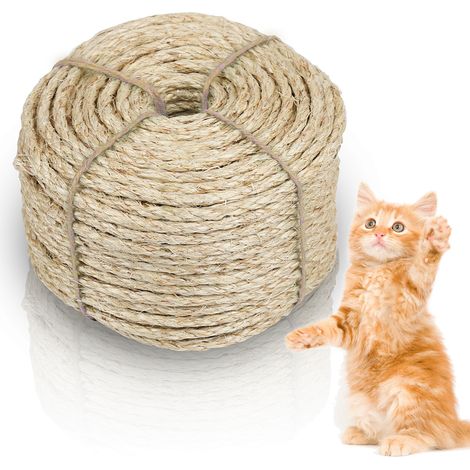 Wolketon Corda di sisal naturale per il graffio del gatto Alberi di gatto pilastro fai da te Giardino e Home Decor 3000x0.8cm