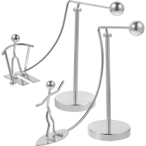 Sculpture Équilibre Métal 2pcs Décoration Intérieure Argentée Design Dynamique Unique et Finition Texturée pour Décor Maison ou Présent (1/5)