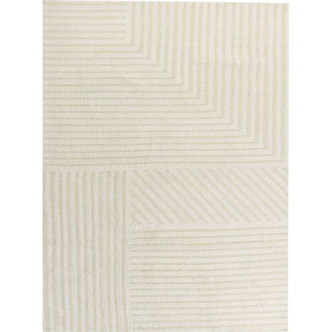 Tapis en Laine Beige 300 x 400 cm Motif à Rayures de Style Moderne pour Salon Abegum (1/5)