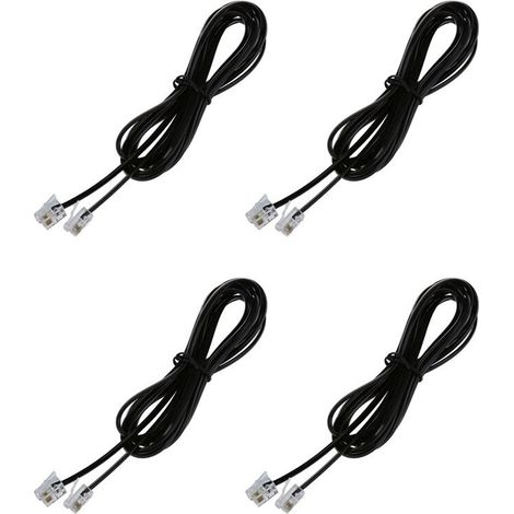 4 lignes téléphoniques modem ADSL RJ11 6P4C, de 2 mètres chacune