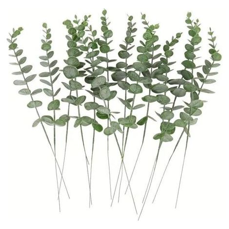 20 Pcs Branches D'eucalyptus Artificielle Faux Eucalyptus Tiges D'eucalyptus Artificielles Simulation Feuilles D'eucalyptus Plante Artificielle pour Mariage Maison Cuisine Décoration, Gris Vert (1/5)