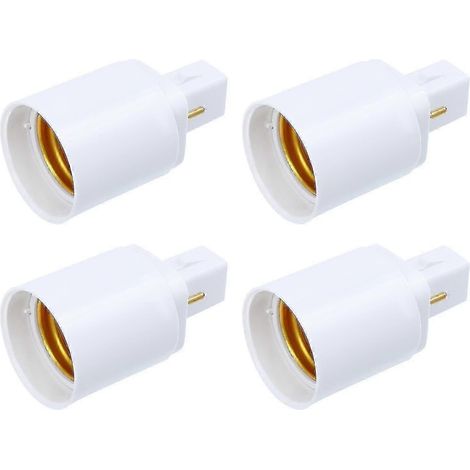 Lot de 4 adaptateurs professionnels G24d vers E27 à 2 broches pour ampoules.