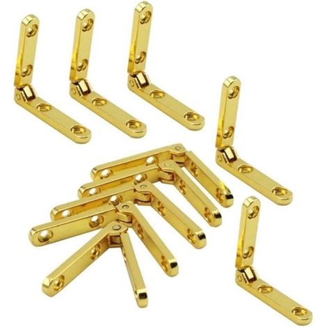 90-degree gold-plated zinc alloy spring hinges for wooden jewelry boxes, cabinets, crafts, 30 mm (1/5)