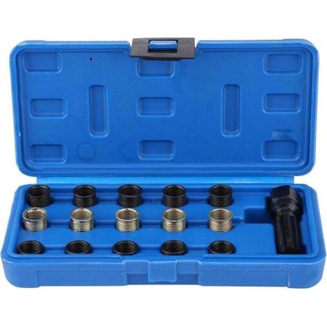 YMYNY Spark Plug Thread Repair Tool Kit, 16pc 14mm x 1.25 M16 Tap with Case, Portable Spark Plug Helicoil Kit, Spark Plug Thread Repair, Rethreading, Spark Plug Repair Kit (1/4)