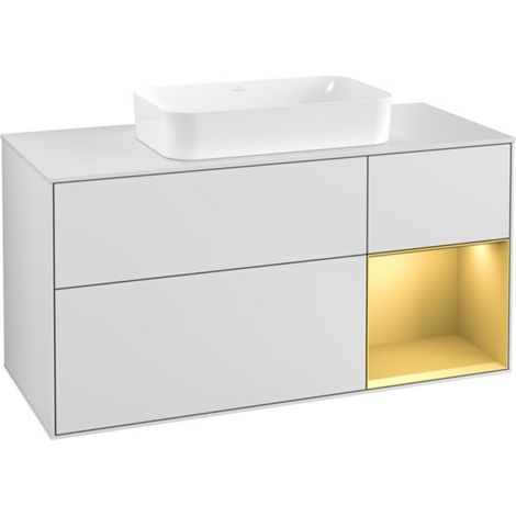 V&B Waschtischunterschrank Finion 120cm, Pl wh. m, Reg re gol m, wh. m Lac (1/2)