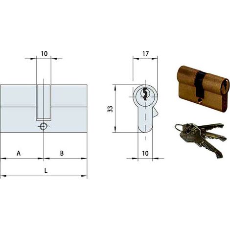 Cilindro de cerradura 59,0-29,5-29,5 Izquierda 0G300-07-0 Cisa