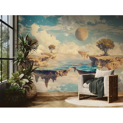 Papier peint Surréaliste – îles flottantes oniriques - 150 x 250 cm (1/2)