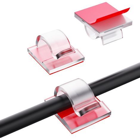 Pack of 60 Outdoor Cable Clips - Self-Adhesive Cable Organizer - Cable Ties - Cable Management - Decoration - Cable Fixing Hooks - String Lights - Transparent (1/5)