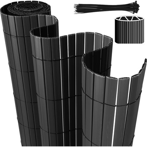 Wolketon Sichtschutzmatte PVC Sichtschutzzaun Anthrazit Windschutz fur Garten Balkon und Terrasse 80x300cm Stabile W-Form (1/5)