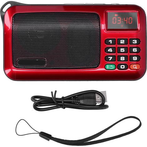 Radio MP3 Portable Mini avec Écran LED et Lampe Torche - Haut-parleur Musique Compact Rouge (1/5)