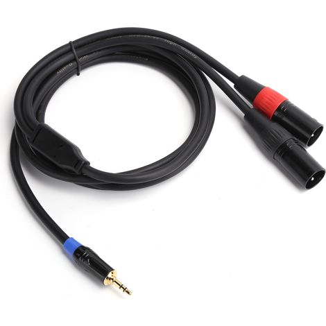 Câble audio 3.5mm mâle vers 2 XLR mâles, 5 mètres (16,4 pieds), pour table de mixage et amplificateur de puissance. (1/5)