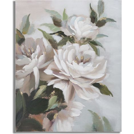Toile Peinture Déco "Flower & Leaf" 80x100cm Multicolore (1/5)