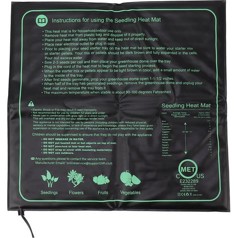 Tapis chauffant étanche pour semis et jeunes plants, idéal pour la germination en pépinière (50 x 52 cm), prise US 110 V. (1/5)