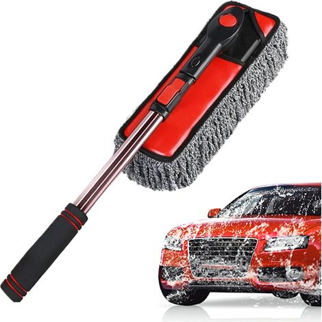 Brosse de Nettoyage pour Voiture - avec tête rotative à 360 ° - Brosse télescopique pour Voiture, Camion, Pare-Brise, Neige - avec tête de Brosse rotative (1/5)