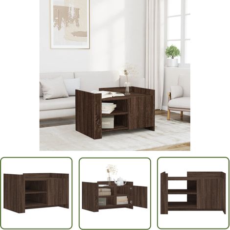 The Living Store Table basse chêne marron 80x50x50 cm bois d'ingénierie - Table Basse - Meuble Salon - Table D'appoint - Table Design - Table Ronde (1/5)