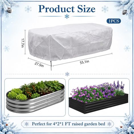 Couverture de protection thermique pour carré potager, voile anti-gel alu épaissi 72g, abri plantes hiver, Composition : 2pcs, Couleur : blanc (1/5)