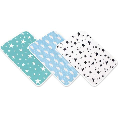 Wickelauflage – 50 x 70 cm – Wasserdicht – Baumwolle und Polyester – Für Kinderwagen, Babybett, Laufstall – 3er-Set (1/5)