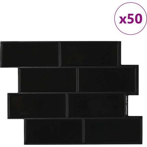 vidaXL Azulejo de metro 50 uds. Negro 29 x 21 cm Poliuretano y PET (1/2)