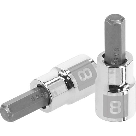 Llave punta hexagonal Allen, cuadro 3/8" - 8 mm