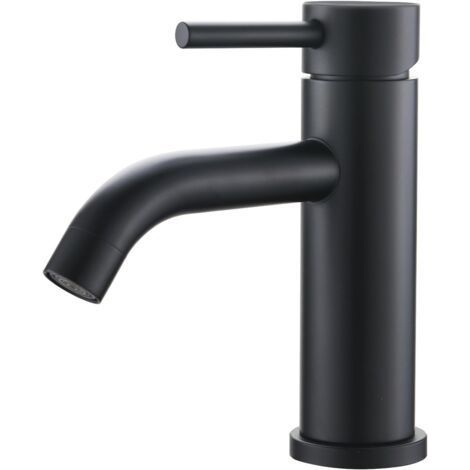 Basin Faucet - Single Handle Bathroom Faucet, Low Noise Ceramic Drawer Basin Faucets, Stainless Steel Body, Black (1/4)