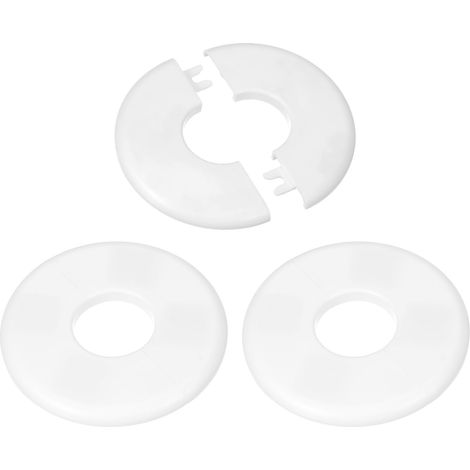 Cache Mitigeur Douche, 3pcs Écussons en ABS Garniture Robinet Douche Muraux pour 34.5mm, Décoration Rosace Robinet Coffrage Caches Tuyaux d'Eau Chauffage Plomberie Mural, Blanc (1/5)